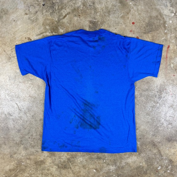 Vintage 1980s Camp John Smith Blue Graphic T-Shirt Made in USA Screen Stars L - Picture 4 of 8